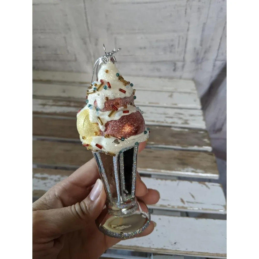 Sundae‎ ice cream ornament Xmas glass tree